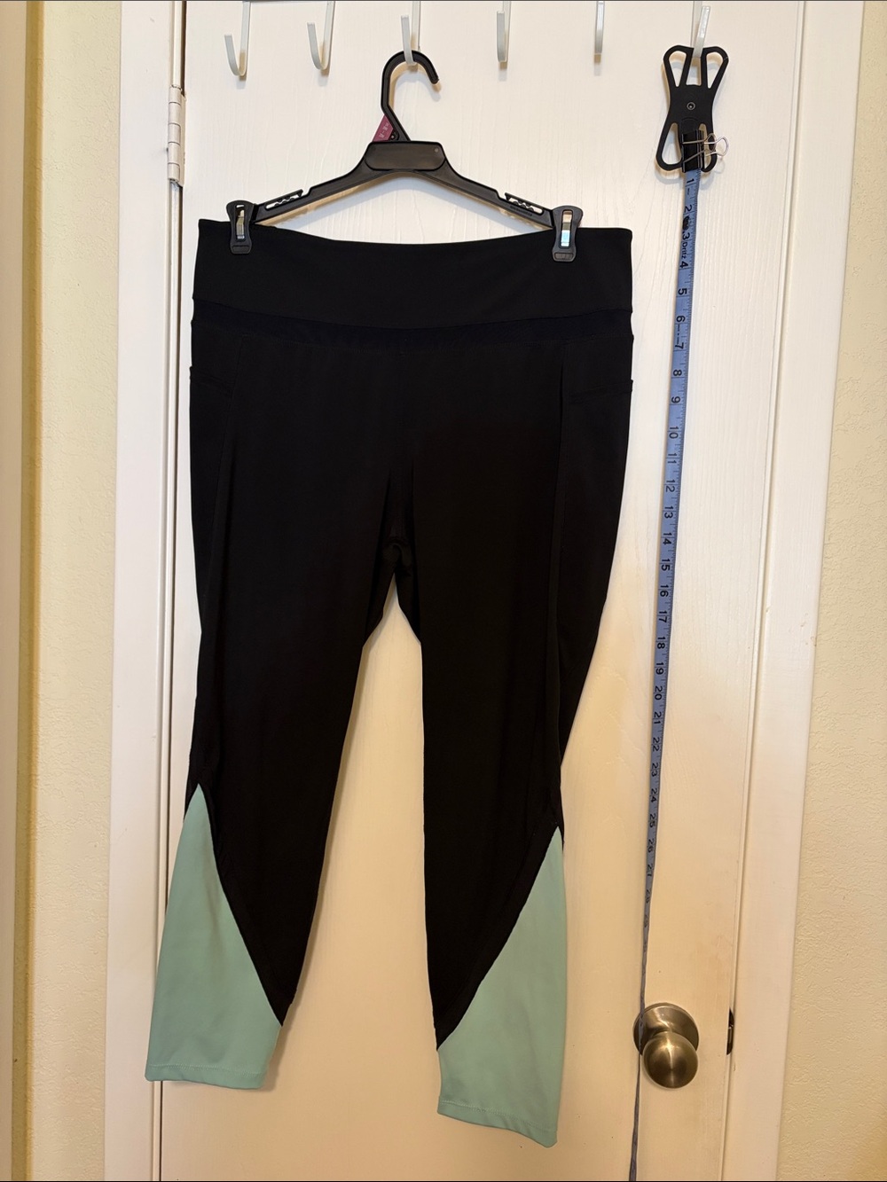 Tangerine Black Leggings with Mint Colorblock Capris